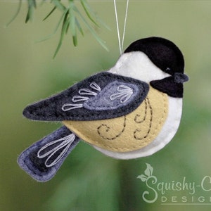 Patrón de costura de carbonero en PDF - Pájaro de peluche para jardín - Peluche de fieltro - Chester el carbonero - Descarga instantánea