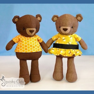Teddy Bear Sewing Pattern PDF - Bear Stuffed Animal Doll - Plushie Pattern - Buzz and Bea Bear Dolls