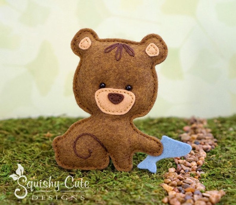 Bear Sewing Pattern PDF Felt Baby Bear Ornament Woodland Mobile Plushie Stuffed Animal Bernie the Baby Bear Instant Download image 1