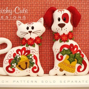 Cat Stuffed Animal Pattern Felt Plushie Sewing Pattern & Tutorial Jingle the Christmas Cat Christmas Embroidery Pattern PDF image 3