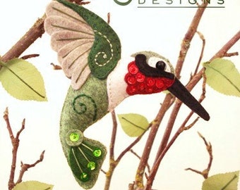 Hummingbird Sewing Pattern PDF - Backyard Bird Stuffed Ornament - Felt Plushie - Harold the Hummingbird