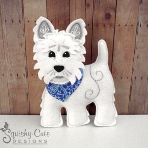 Dog Sewing Pattern PDF - West Highland Terrier Stuffed Animal Felt Plushie - Winston The Westie - Instant Download
