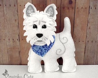 Dog Sewing Pattern PDF - West Highland Terrier Stuffed Animal Felt Plushie - Winston The Westie - Instant Download