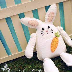 Bunny Sewing Pattern PDF Stuffed Animal Felt Plushie Flopsy the Rustic Bunny image 1