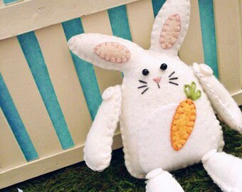 Bunny Sewing Pattern PDF - Stuffed Animal Felt Plushie - Flopsy the Rustic Bunny