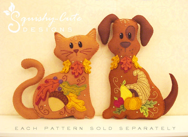 Dog Stuffed Animal Pattern Felt Plushie Sewing Pattern & Tutorial Harvest the Thanksgiving Dog Thanksgiving Embroidery Pattern PDF image 3