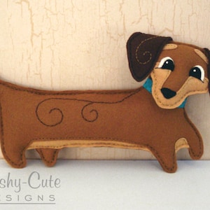 Dachshund Sewing Pattern PDF - Dog Stuffed Animal Felt Plushie - Doodle The Dachshund - Instant Download
