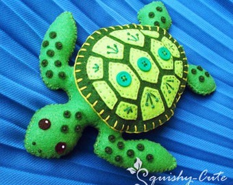 Patrón de costura de tortuga marina PDF - Peluche de fieltro de animal relleno - Sammy la tortuga marina