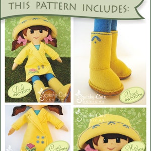 Doll Sewing Pattern PDF Felt Rag Doll Pattern Includes Doll Clothes Patterns April the Spring Doll image 5