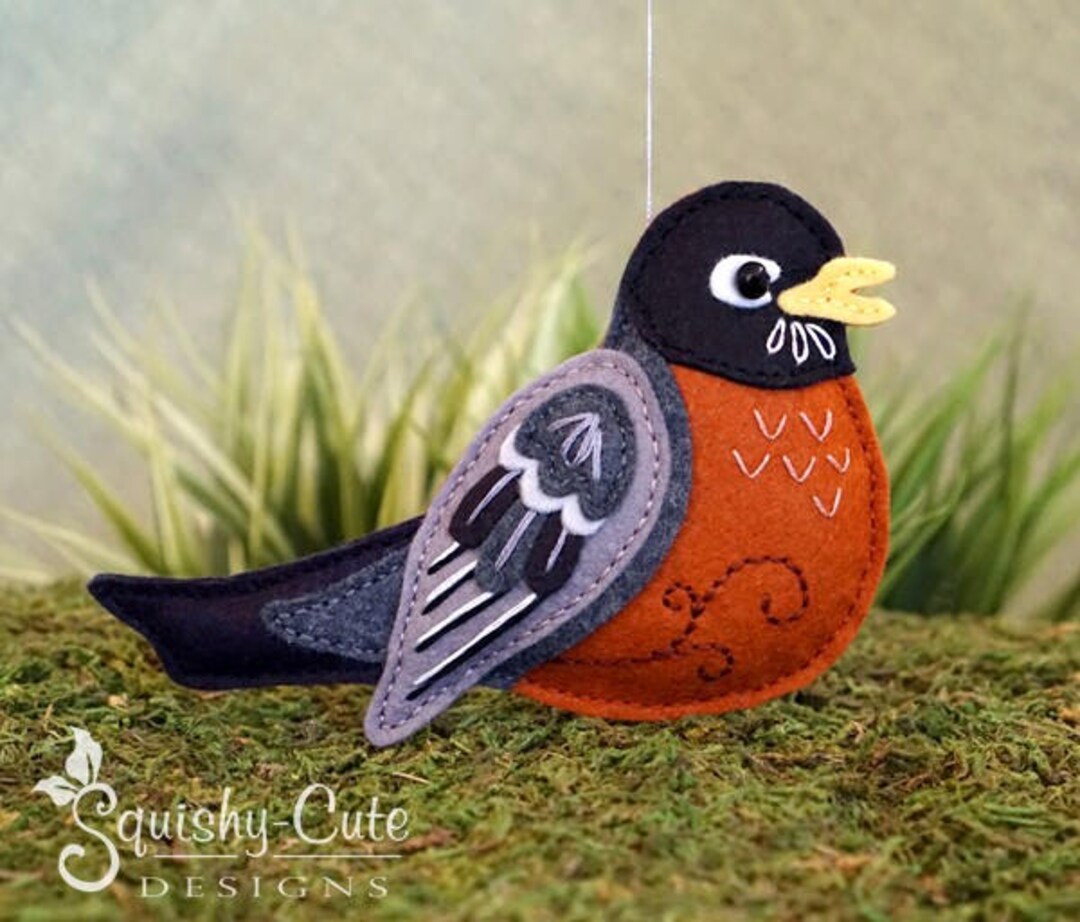 Robin Sewing Pattern PDF - Backyard Bird Stuffed Ornament - Felt ...