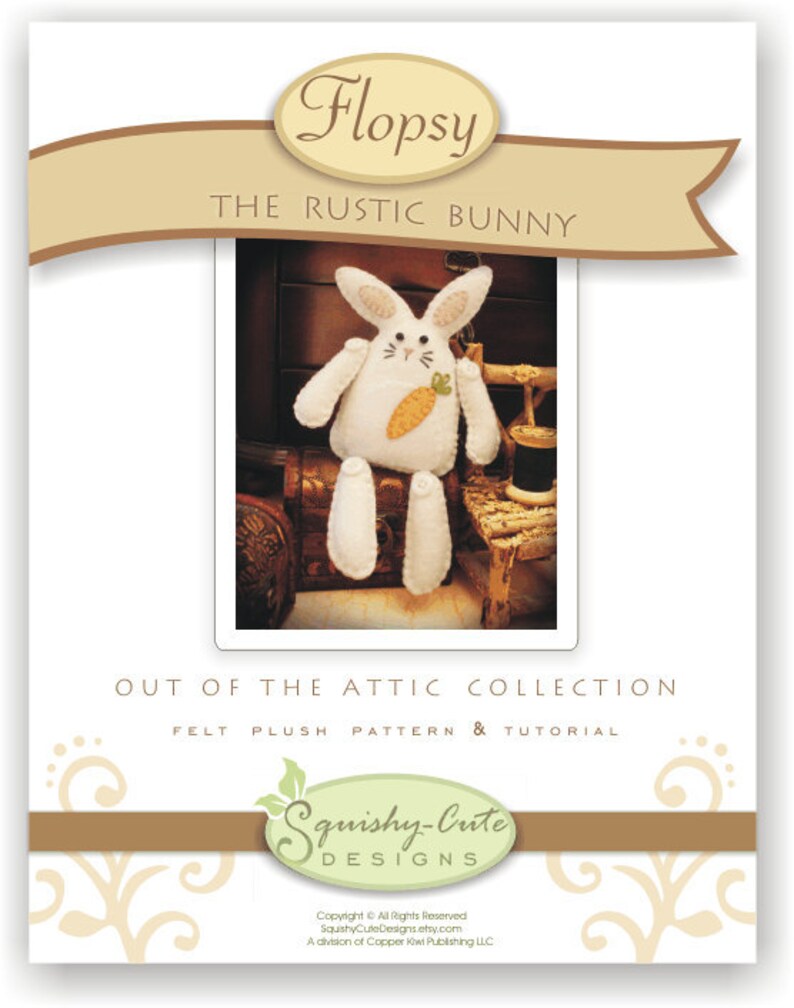 Bunny Sewing Pattern PDF Stuffed Animal Felt Plushie Flopsy the Rustic Bunny image 3