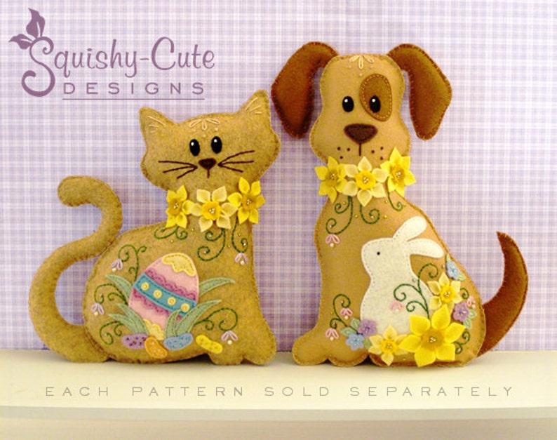 Cat Stuffed Animal Pattern Felt Plushie Sewing Pattern & Tutorial Jelly Bean the Easter Cat Embroidery Pattern PDF image 3