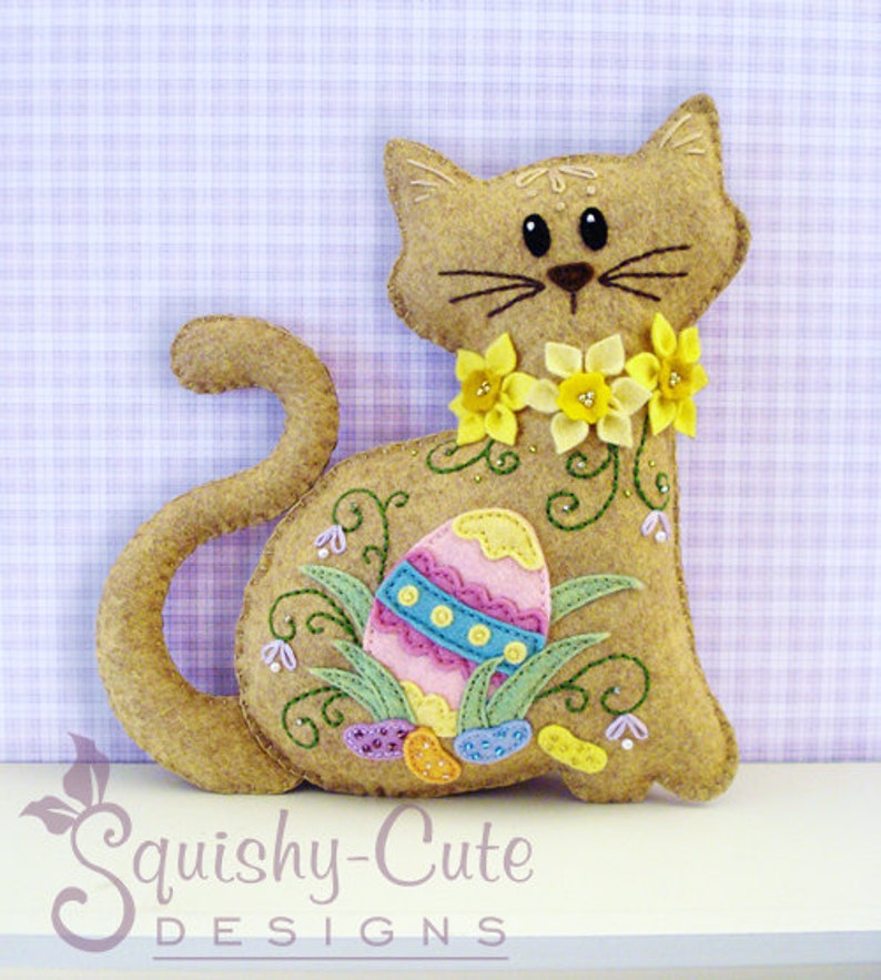 Cat Stuffed Animal Pattern  Felt Plushie Sewing Pattern & image 1