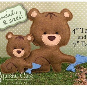 Bear Sewing Pattern PDF Felt Baby Bear Ornament Woodland Mobile Plushie Stuffed Animal Bernie the Baby Bear Instant Download image 2