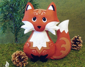 Red Fox Sewing Pattern PDF - Woodland Stuffed Animal Felt Plushie - Riley the Red Fox