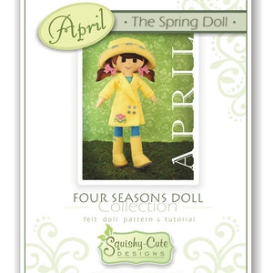 Doll Sewing Pattern PDF Felt Rag Doll Pattern Includes Doll Clothes Patterns April the Spring Doll image 3