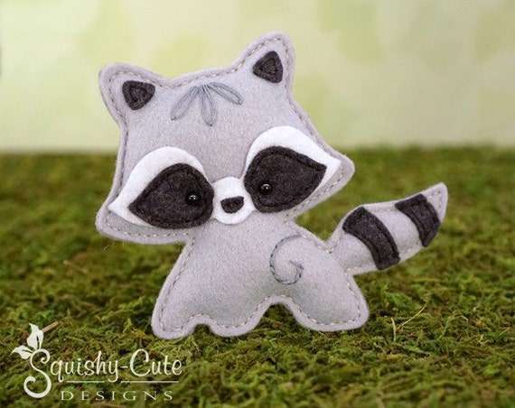 Woodland Stuffed Animal Sewing Patterns, Felt Owl, Plush Raccoon