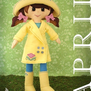 Doll Sewing Pattern PDF Felt Rag Doll Pattern Includes Doll Clothes Patterns April the Spring Doll image 2