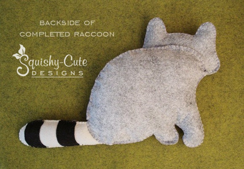 Raccoon Sewing Pattern PDF Woodland Stuffed Animal Felt Plushie Rita the Raccoon image 3