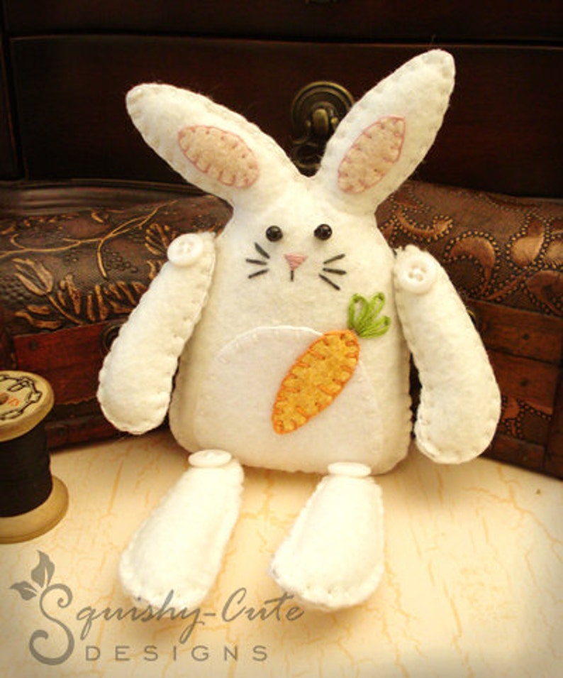 Bunny Sewing Pattern PDF Stuffed Animal Felt Plushie Flopsy the Rustic Bunny image 4