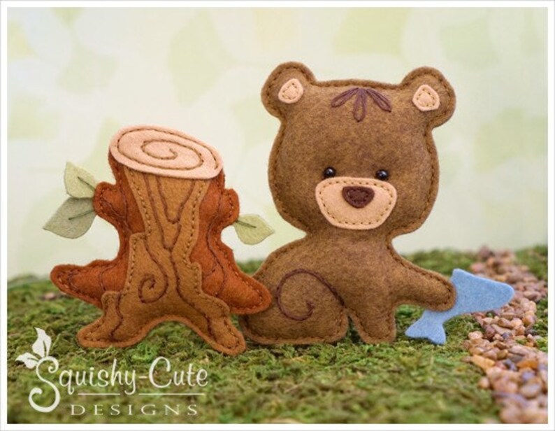 Bear Sewing Pattern PDF Felt Baby Bear Ornament Woodland Mobile Plushie Stuffed Animal Bernie the Baby Bear Instant Download image 3