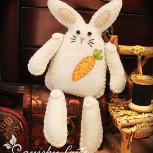 Bunny Sewing Pattern PDF Stuffed Animal Felt Plushie Flopsy the Rustic Bunny image 2