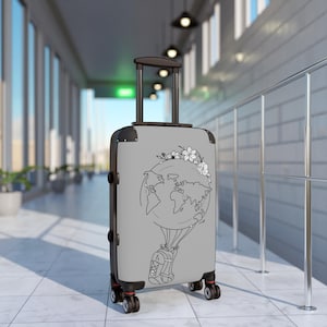 Floral Globe Travel Suitcase: Lightweight Wheeled Luggage