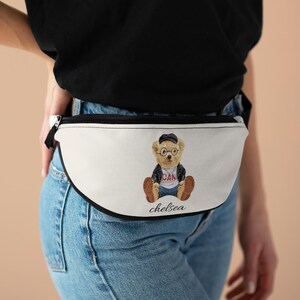 Casual Fanny Pack, Cute Bear Design Fanny Bag, Personalized Hip Pack, Fun Festival Accessory, Custom Name Gift for Kids