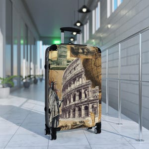 Vintage Landmark Travel Suitcase: Stylish Adventurer Luggage (22&quot; x 14&quot; x 8&quot;)