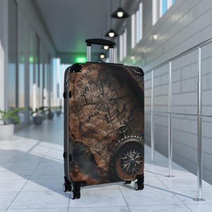 Vintage Compass Suitcase: Durable Polycarbonate Travel Bag