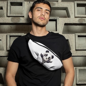 Niedliche Panda Bauchtasche, Reißverschluss Peekaboo Panda Gürteltasche, niedliche Tier Gürteltasche, entzückende Cartoon-Hüfttasche, Geschenk für Panda-Liebhaber
