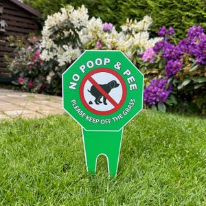 No Poop & Pee Dog Yard Sign | Durable Keep Off The Grass Garden Sign