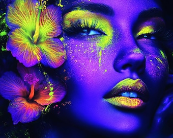 Purple Woman abstract portrait, Contemporary modern art print,colorful female poster,  gift for her, gift for him, living room vibrant print