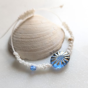 Macrame Boho Bracelet - Minimalist Bracelet - Beach Bracelet - Summer Bracelet Macrame Bracelet - Summer Beach Accessories - Blue Glass Bead