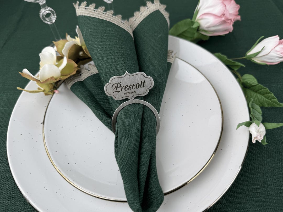 Personalized Bridal Napkin Rings, Custom Wedding Napking Ring, Initial ...