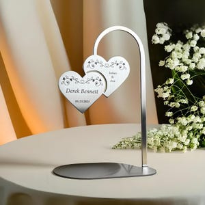 Wedding table sign, luxury metal sign heart, wedding table decor, place cards, table centerpiece, wedding couple gift, engraved table name