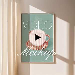 Video Mockup | 2:3 Ratio | Seamless Loop | Animated Mockup | Vertical Frame | Natural Shadows | PSD mp4 | Minimal Thin Wooden Frame