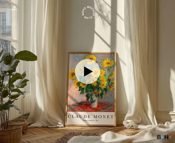 Frame Video Mockup, 3:5", Wallart video Mockup, Vertical Frame Mockup, Shadow change video Mockup, Realistic poster video mockup