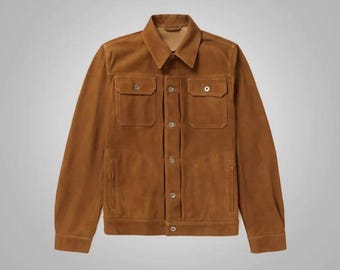 Light Brown Suede Jacket Trucker Style