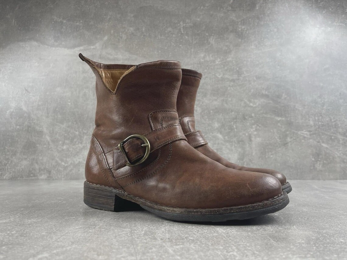 Fiorentini + Baker Brown Leather Buckle Mid Calf Boots Made in Italy Size 36, Foto 2 von 5
