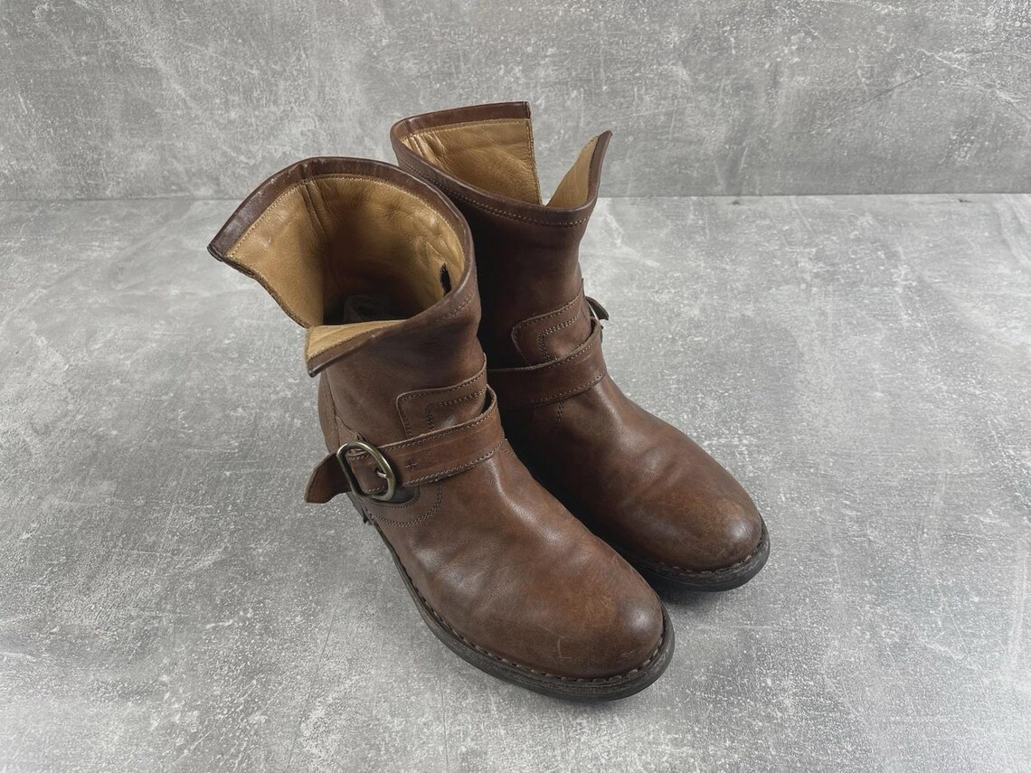 Fiorentini + Baker Brown Leather Buckle Mid Calf Boots Made in Italy Size 36, Foto 3 von 5