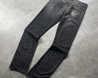 Just Cavalli Roberto Cavalli Gray Faded Logo Flared Jeans Sz 29/43 Made in Italy