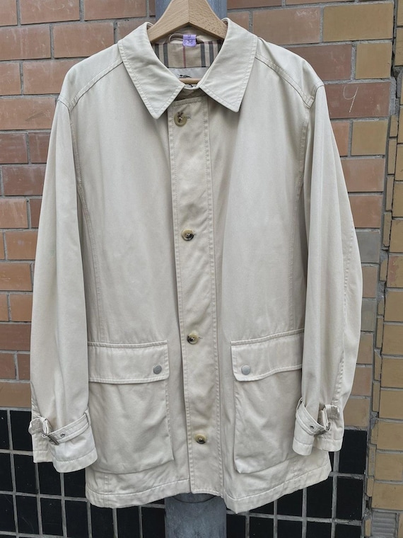 Burberry London, Burberry London Cotton Trench Jacket Beige Nova Check Lining Size 52
