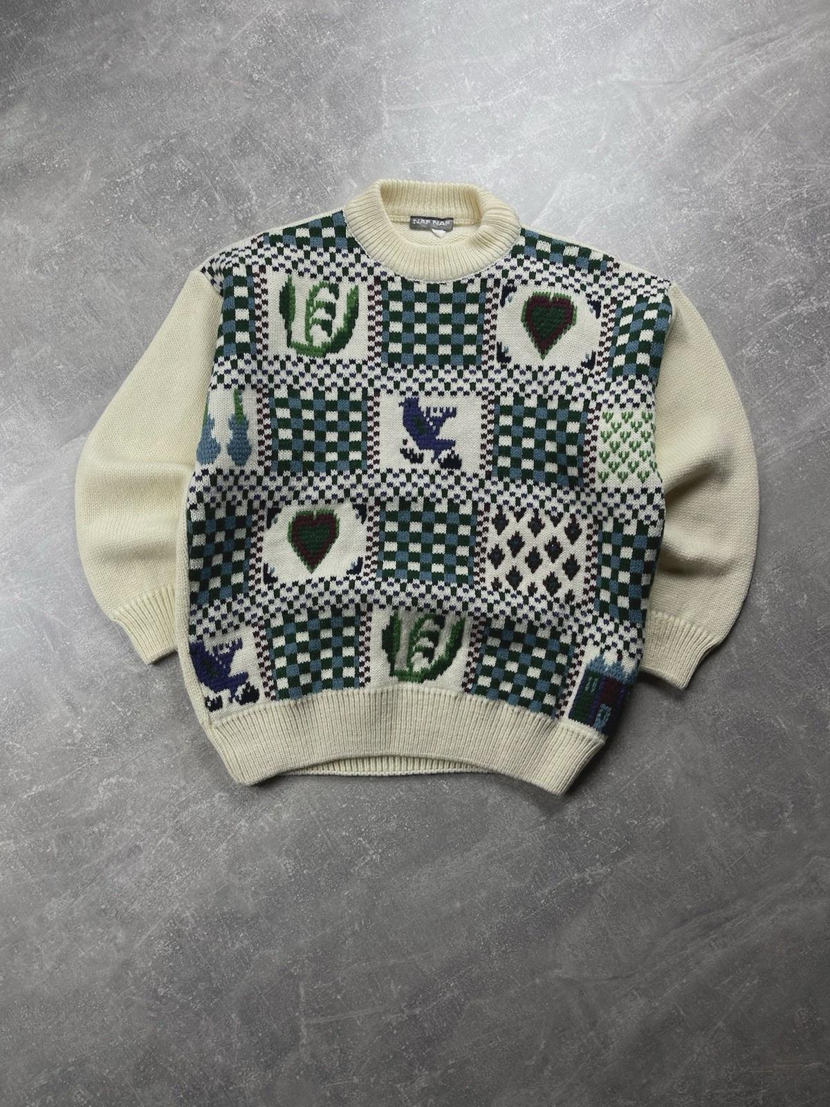 Maglione Naf Naf Quater zip colletto maglia a righe ecrù/marino prezzo