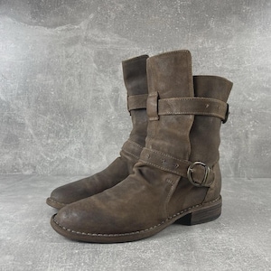 Fiorentini + Baker Leather Engineer Belted Brown Boots Size EU 37 Made in Italy 2000s
