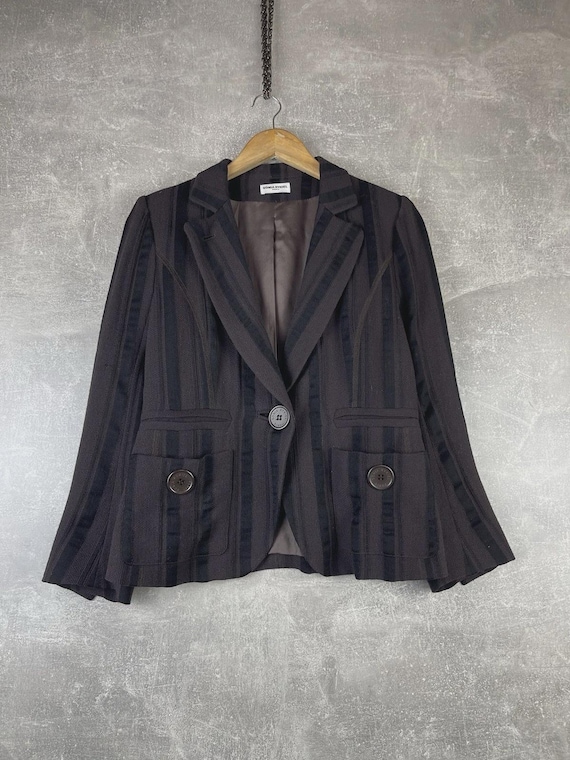 Sonia Rykiel, Sonia Rykiel Paris Vintage Striped Tailored Blazer Brown Black Size S 2000s