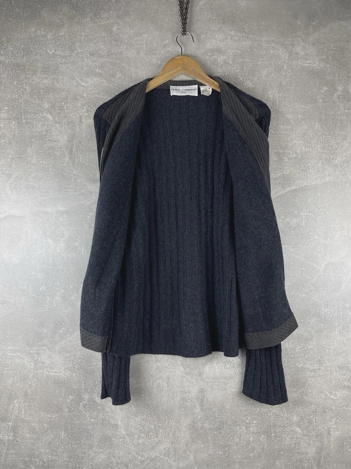 Dolce & Gabbana Maglie Late 90s Techno Knit Hybrid Jacket Gray