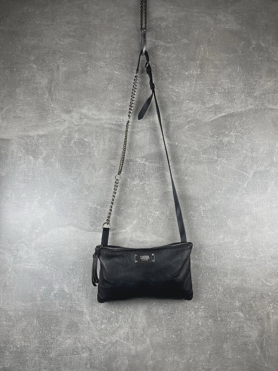 Sonia by Sonia Rykiel Vintage Black Leather Shoulder Crossbody Bag 2000s
