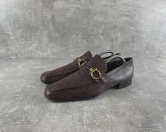 Salvatore Ferragamo 00s Vintage Horsebit Archives Leather Loafers Brown 7.5 2E