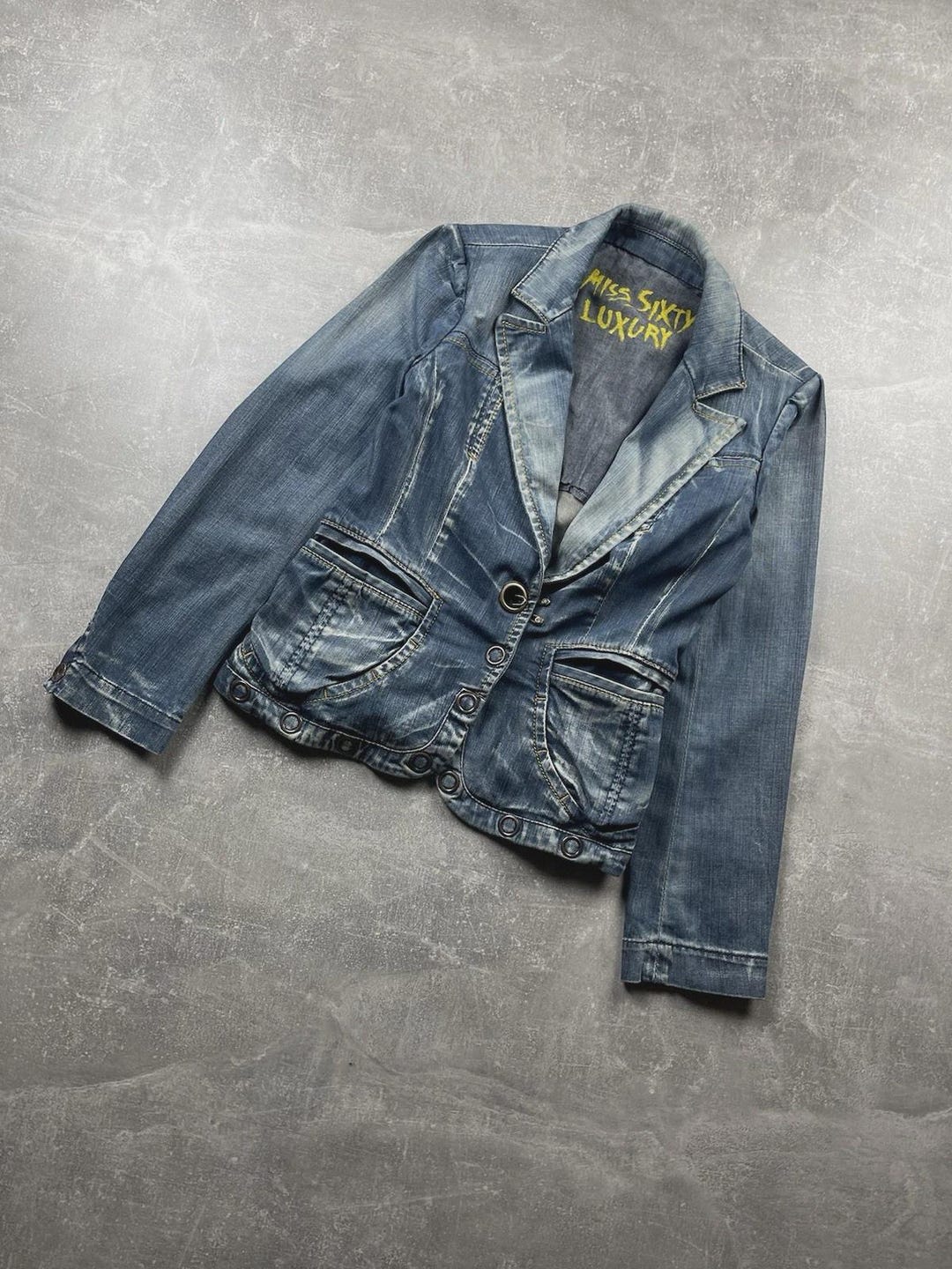 Y2k Miss Sixty Luxury Vintage Denim Blazer Jacket Size M Made in